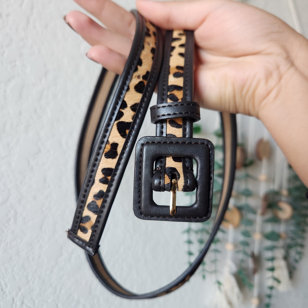 Ann Taylor Leopard Print Belt - Black and Tan - Picture 2 of 5